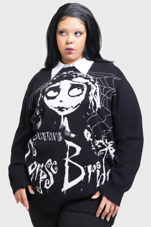 Killstar Corpse Bride Distressed Sweater Black
