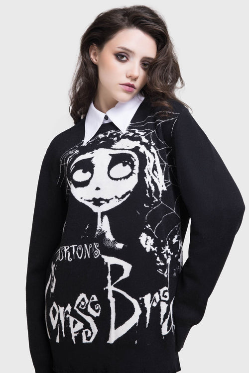 killstar Corpse Bride Distressed Sweater Black