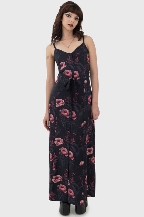 killstar Cottage Chorus Maxi Dress Black/Pink