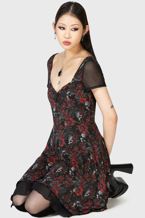 killstar Crimson Decay Mini Dress Black