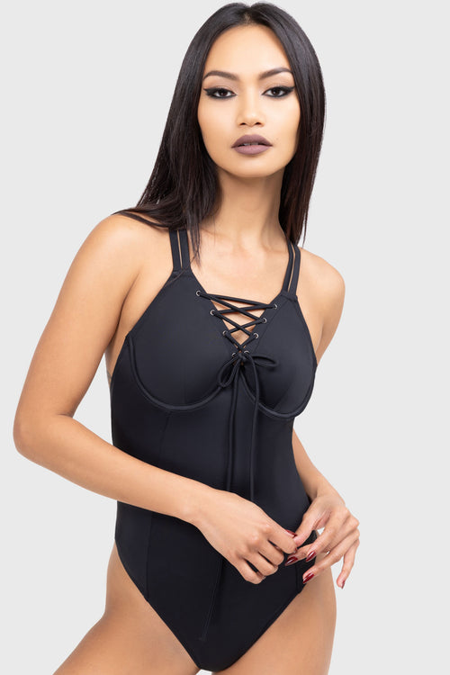 killstar Cryptic Current Swimsuit Black