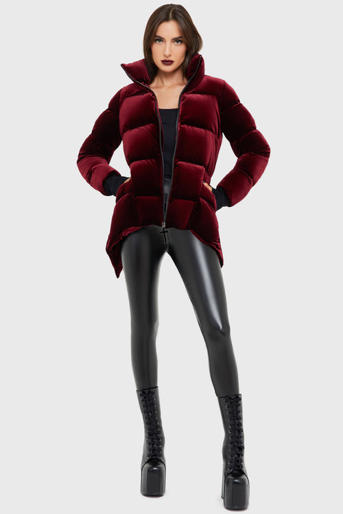 killstar Deadliest Nightvelvet Puffer Coat [RED] Red