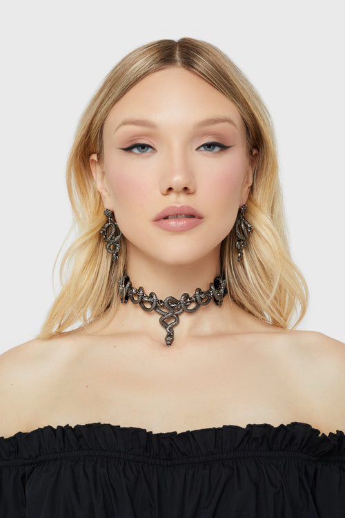 Killstar Deadly Coil Choker Gunmetal