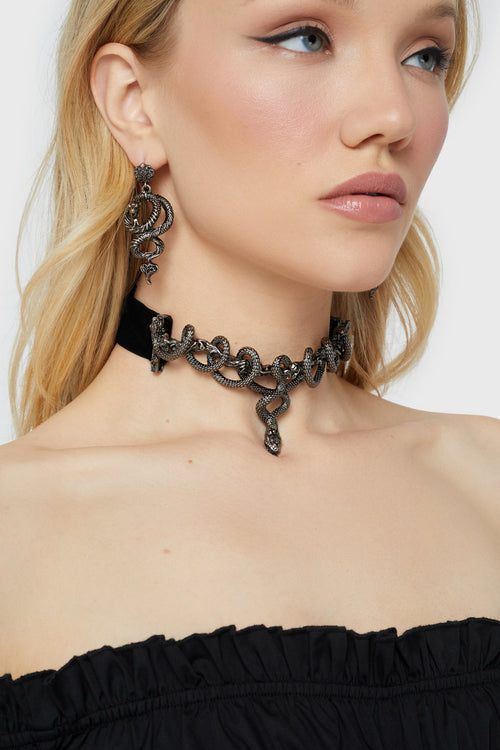 Killstar Deadly Coil Choker Gunmetal