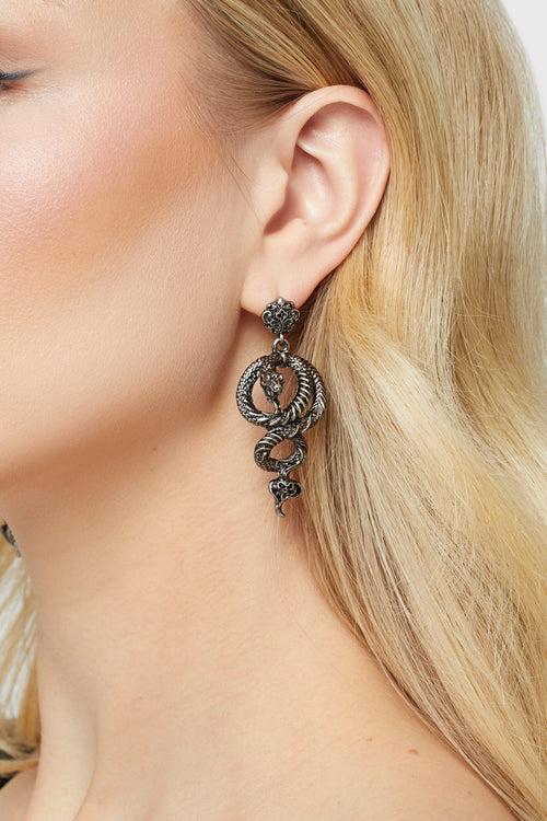 Killstar Deadly Coil Earrings Gunmetal