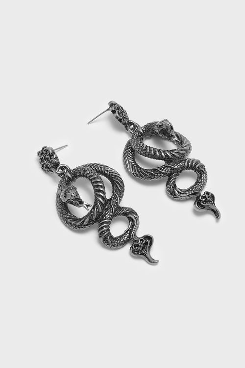 killstar Deadly Coil Earrings Gunmetal