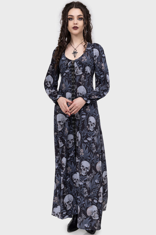 Killstar Death's Head Maxi Dress Black/White