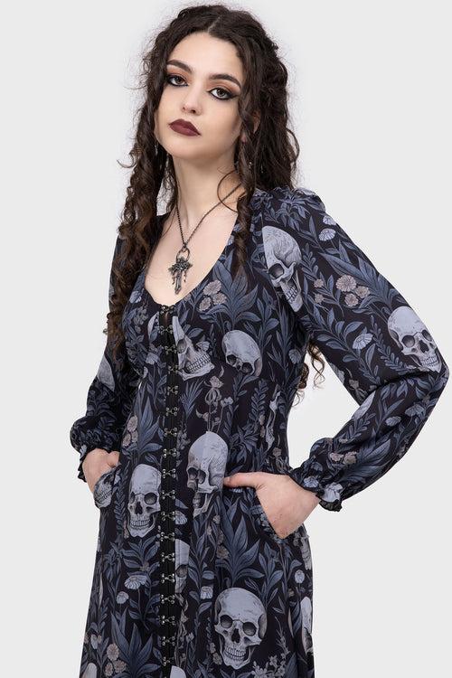 Killstar Death's Head Maxi Dress Black/White