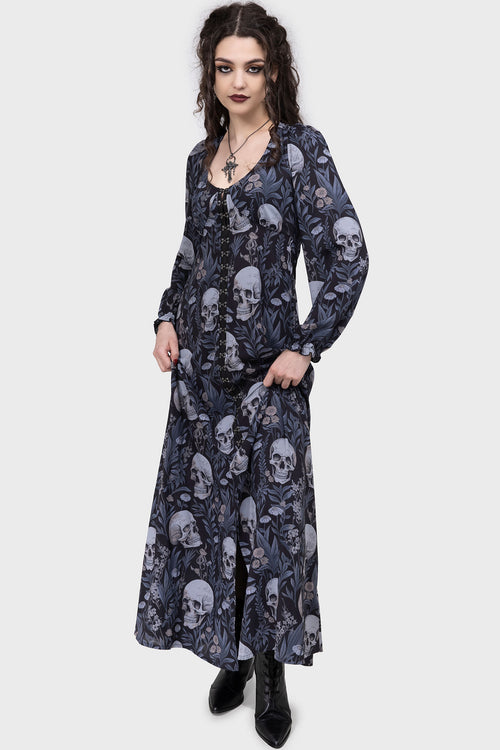 killstar Death's Head Maxi Dress Black/White