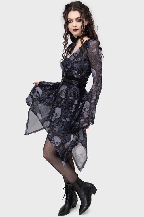Killstar Death's Head Skater Dress Black/White