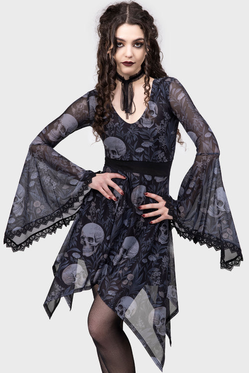 Killstar Death's Head Skater Dress Black/White