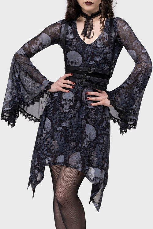 killstar Death's Head Skater Dress Black/White