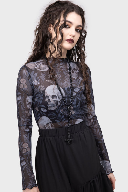 Killstar Death's Head Top Black/White