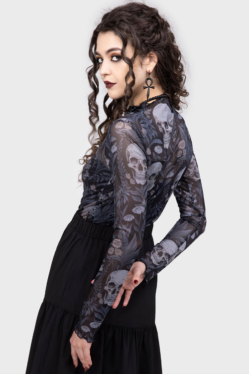 Killstar Death's Head Top Black/White