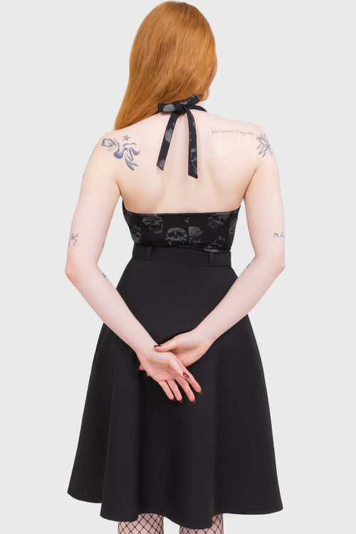 Killstar Dixie Halter Top Black/Grey