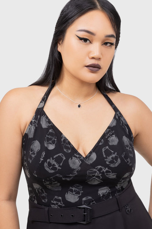 Killstar Dixie Halter Top Black/Grey