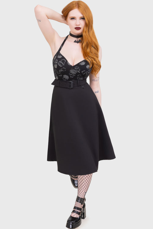 killstar Dixie Halter Top Black/Grey