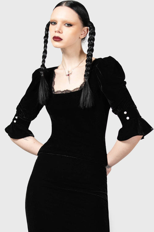 Killstar Dottie Dottie Velvet Top Black