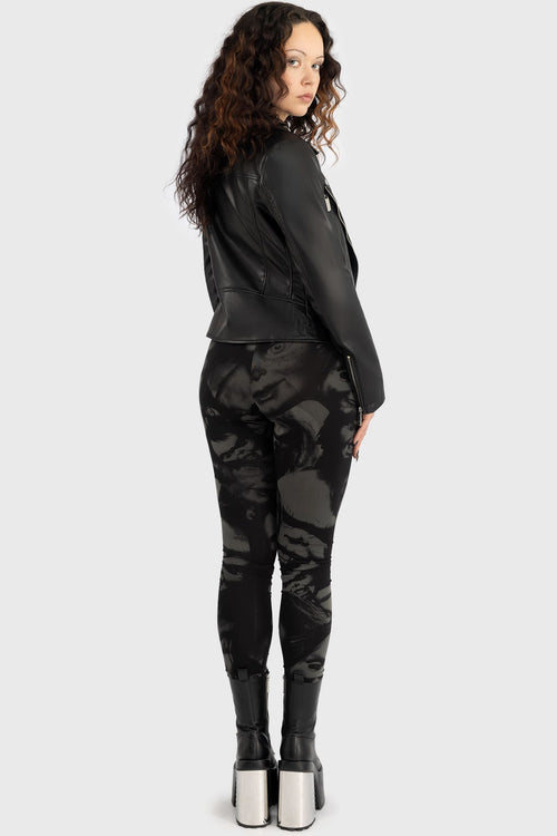 Killstar Eat Your Heart Out Leggings Black/Grey