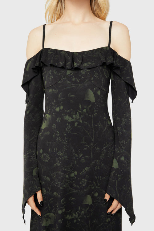 Killstar Eden's Venom Dress Black/Green