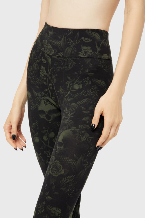 Killstar Eden Storm Leggings Black/Green