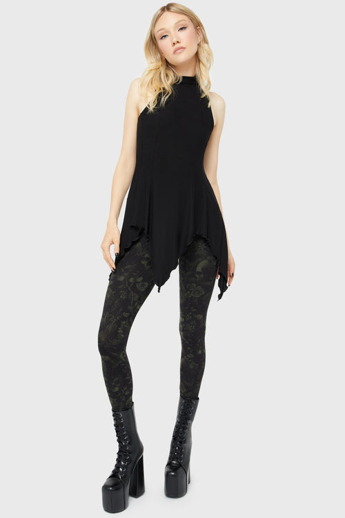 killstar Eden Storm Leggings Black/Green