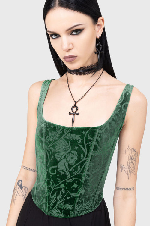 killstar Emerald Envy Corset Top Green