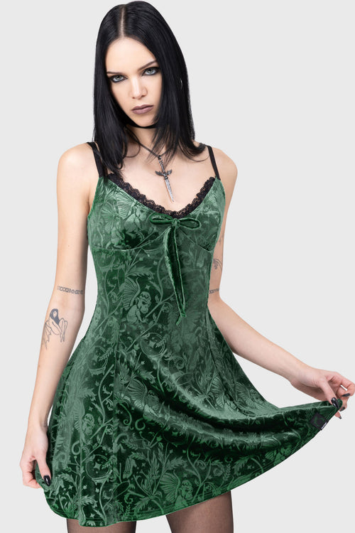 Killstar Emerald Envy Mini Dress Green
