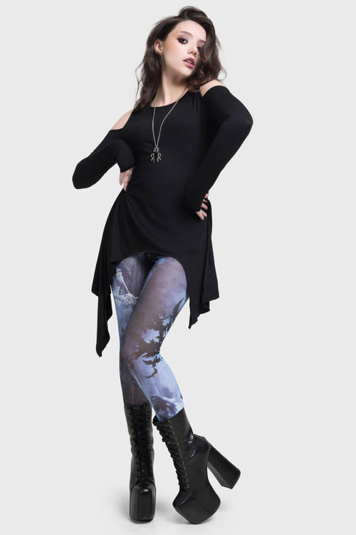 Killstar Emily In The Night Leggings Black/Blue