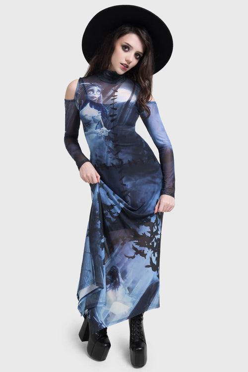 Killstar Emily In The Night Maxi Dress Black/Blue