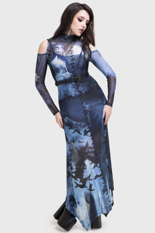 killstar Emily In The Night Maxi Dress Black/Blue