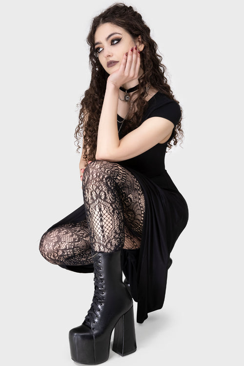 killstar Empyrean Lace Leggings Black