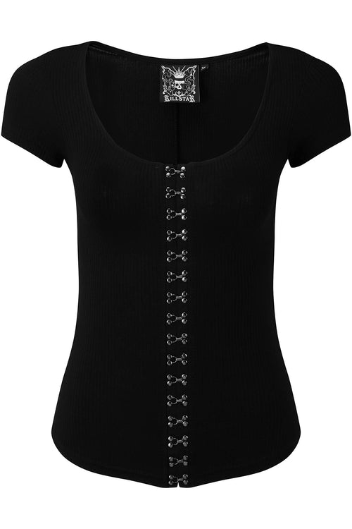 Killstar Eye C U Cap-Sleeve Top Black