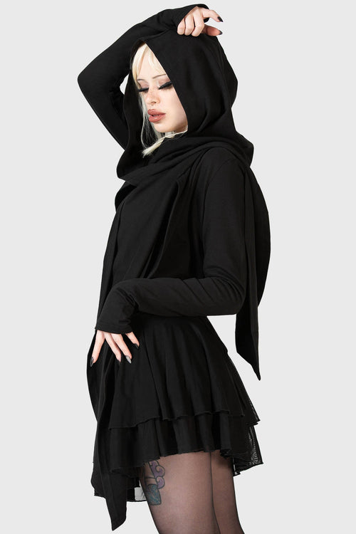 killstar Fallen Lilith Crop Hoodie Black