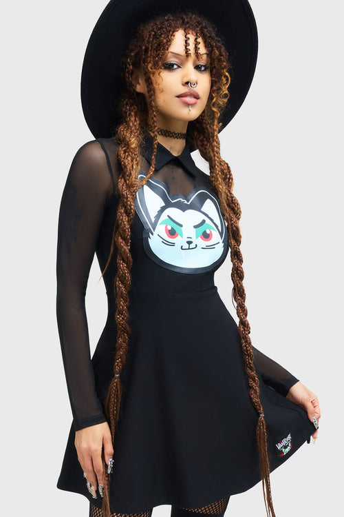 killstar Feeling Fangtastic Skater Dress Black