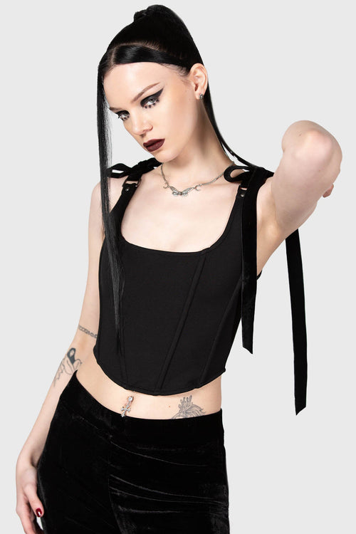 killstar Flora Corset Top Black