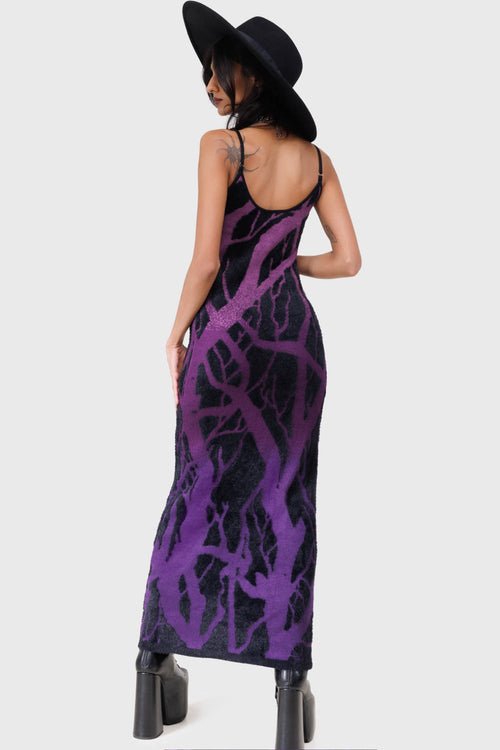 Killstar Forest Knit Maxi Dress Black/Purple