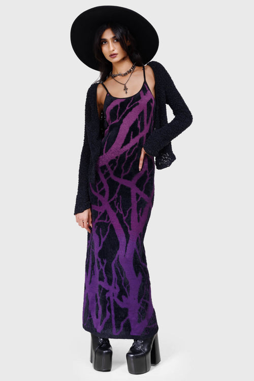 killstar Forest Knit Maxi Dress Black/Purple