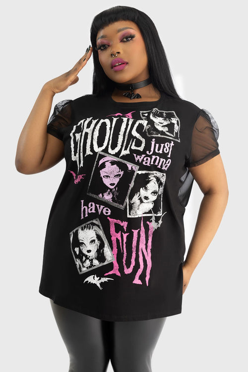 Killstar Ghoul Friends Sheer Combo Top Black/Multi