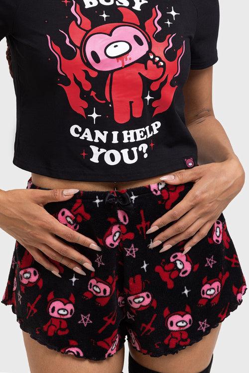 Killstar Gloomy Horns Lounge Shorts Black