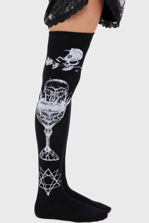 killstar Grail Of Loathing Knee High Socks Black