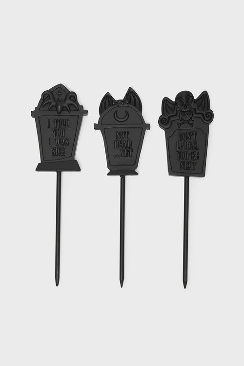 Killstar Gravestone Plant Pot Markers Black