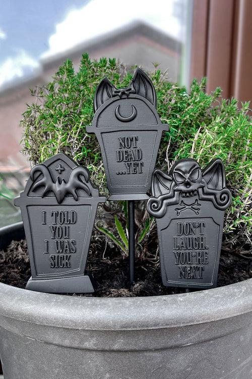 Killstar Gravestone Plant Pot Markers Black