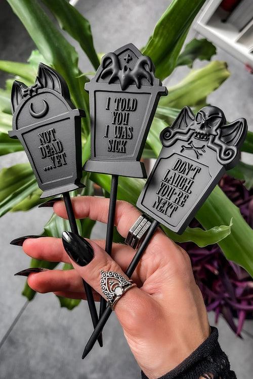 killstar Gravestone Plant Pot Markers Black
