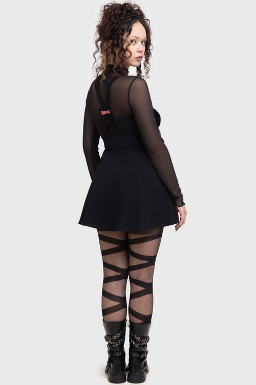 Killstar Gremlin Stripe Pinafore Dress Black