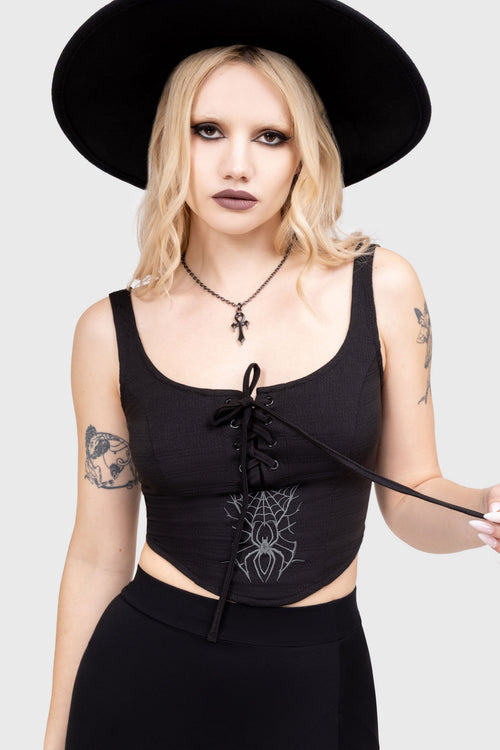 killstar Grimwatch Corset Top Gunmetal