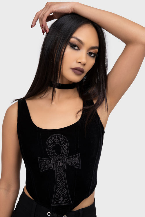 killstar Grimwhisper Corset Top Black