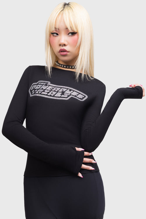killstar Grl Power Long Sleeve Top Black