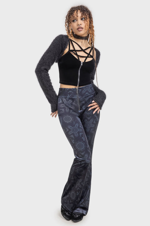 Killstar Half Vamp High Waist Trousers Black/Grey