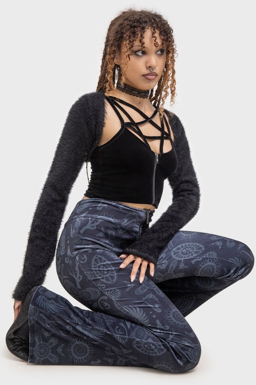 Killstar Half Vamp High Waist Trousers Black/Grey